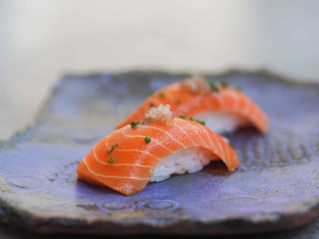 Wildtype's cultivated salmon nigiri