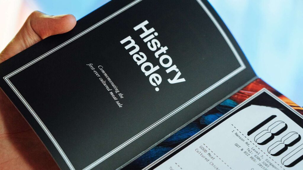 GOOD Meat menu says HISTORY MADE