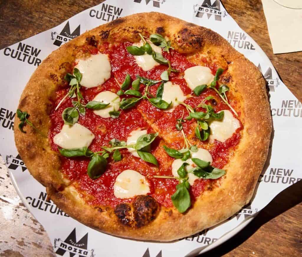 New Culture mozzarella on a pizza