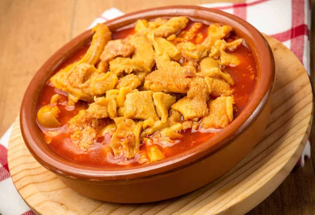 Tripe use in a Spanish dish calles 'callos'
