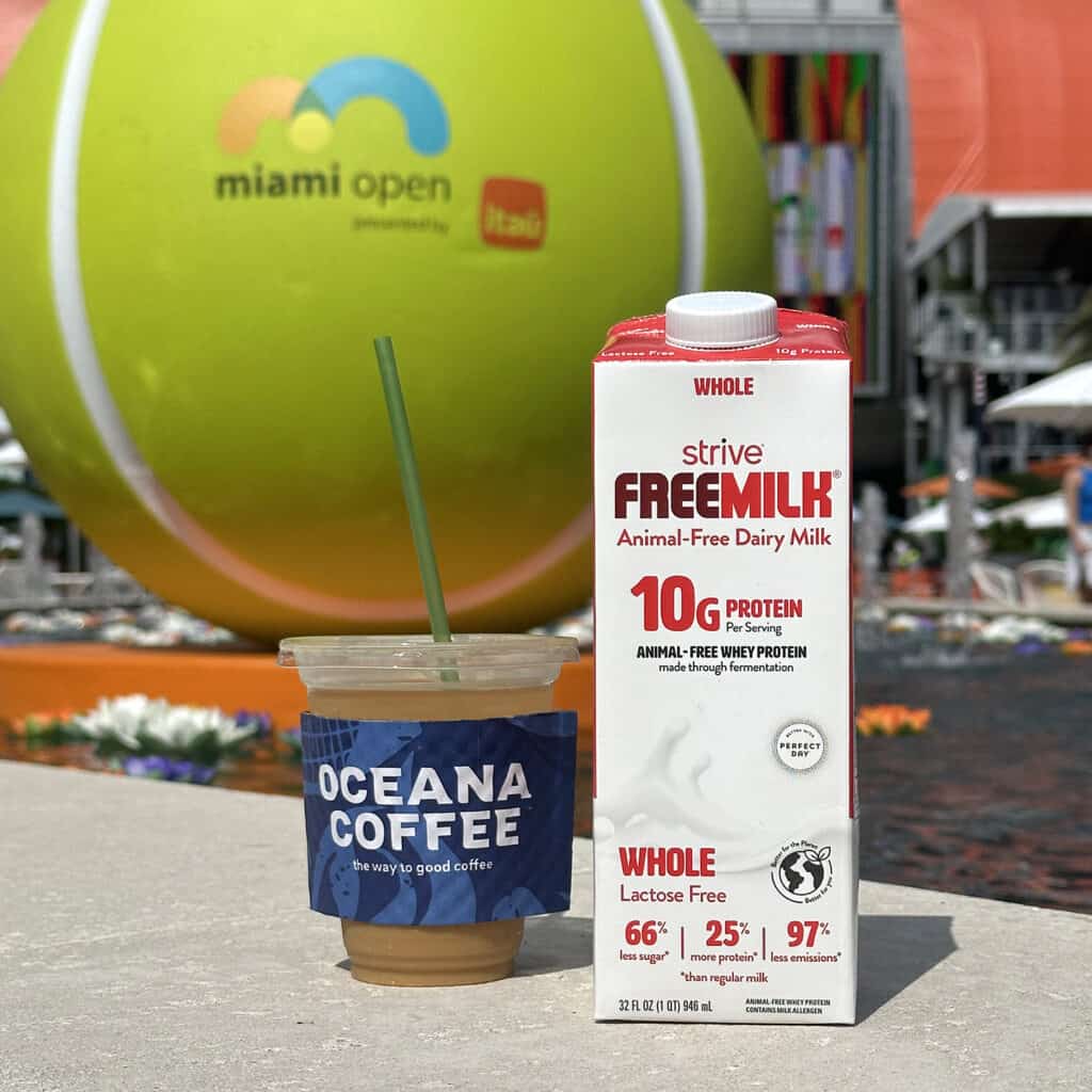 Strive FREEMILK Whole, an alternative milk crafted with Perfect Day's whey protein, has launched in partnership with Florida coffee roasters Oceana Coffee at the 2024 Miami Open.