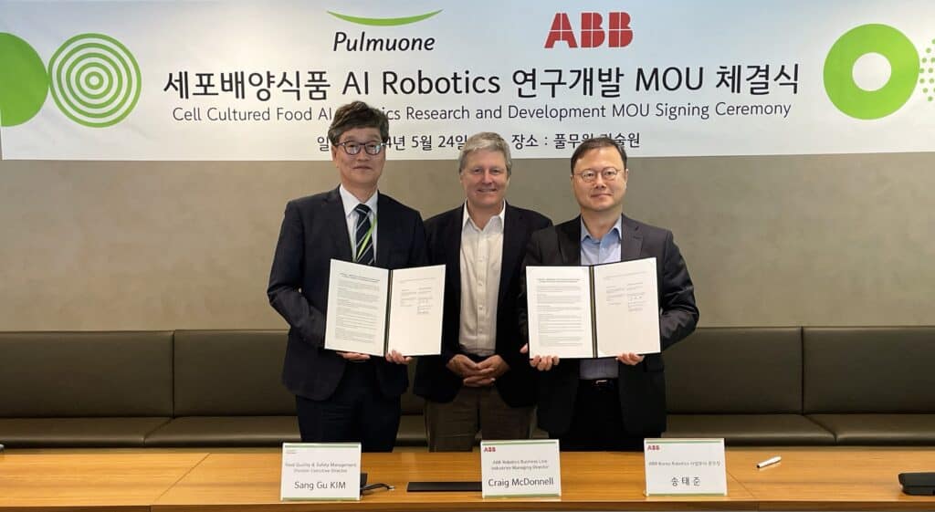 South Korea’s plant-based foods producer Pulmuone has signed a business agreement with with ABB Korea Robotics, a leading company in automation and robotics to develop cultivated fish technologies.