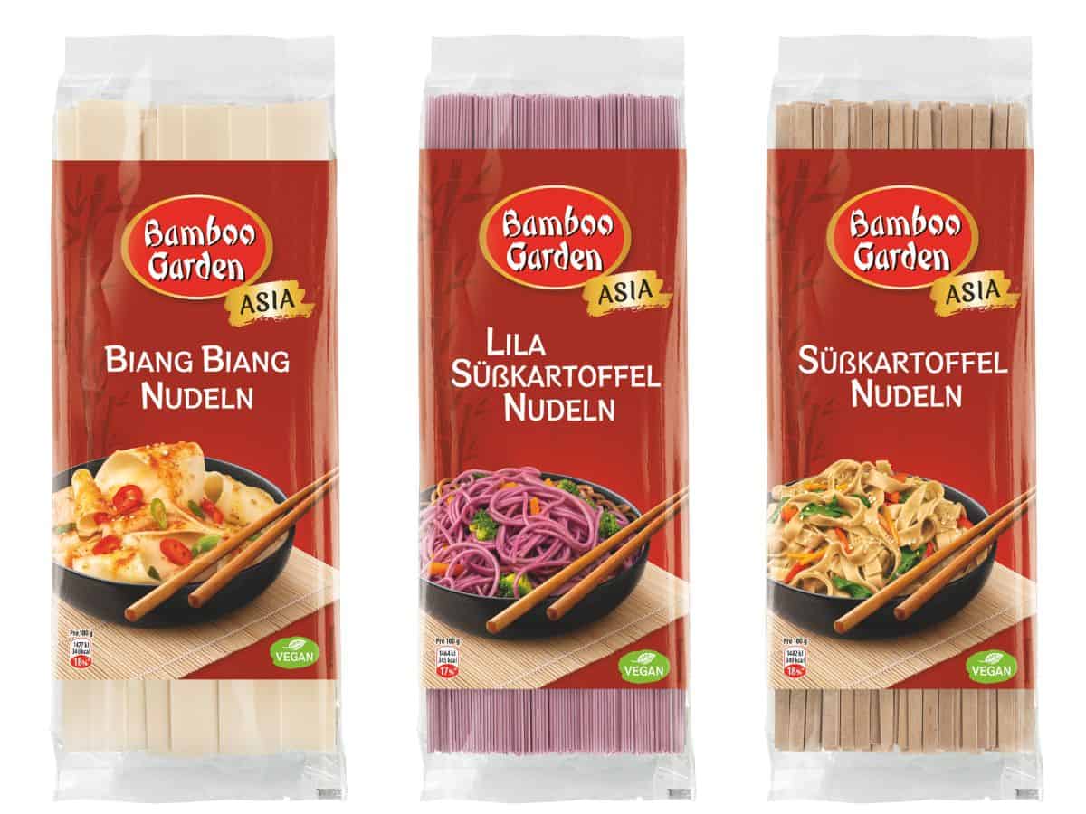 Packshots veganes Bamboo Garden Nudelsortiment