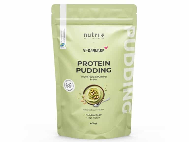 Packshot protein-pudding pistachio cream von veganuary und nutrition-plus