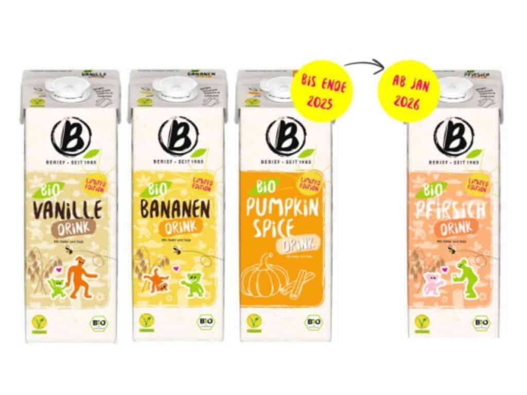 Packshots vier neue milchalternativen von berief