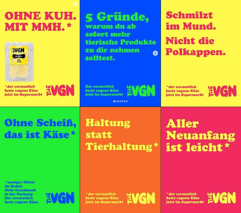Screenshot instagram feed von der marke the vgn