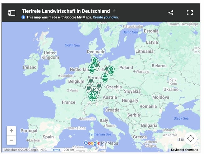 Digitale karte zur veganen landwirtschaft in deutschland