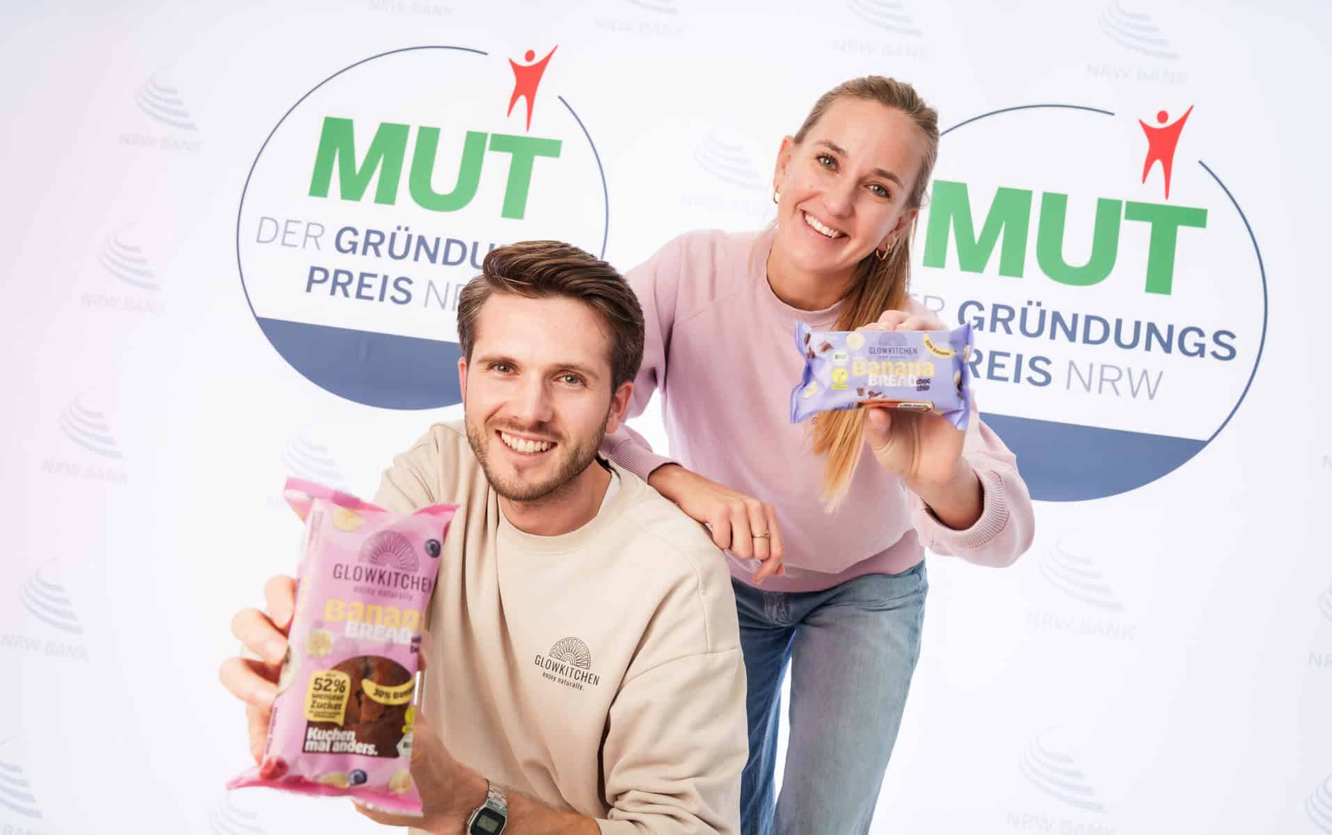 Marc-friedrich wetzel und johanna schlitt sind mit ihrem team von glowkitchen für mut – der gründungspreis nrw 2025 nominiert © nrw. Bank / udo geisler