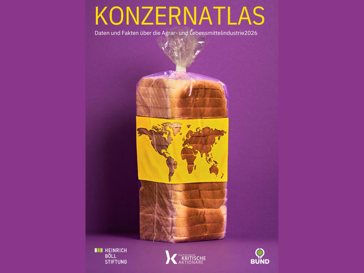 Cover „konzernatlas 2026 – daten und fakten über die agrar- und lebensmittelindustrie“