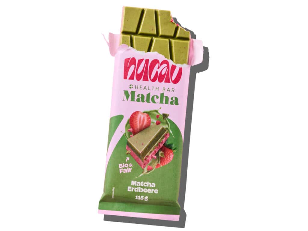 Packshot nucao x health bar matcha erdbeer tafel