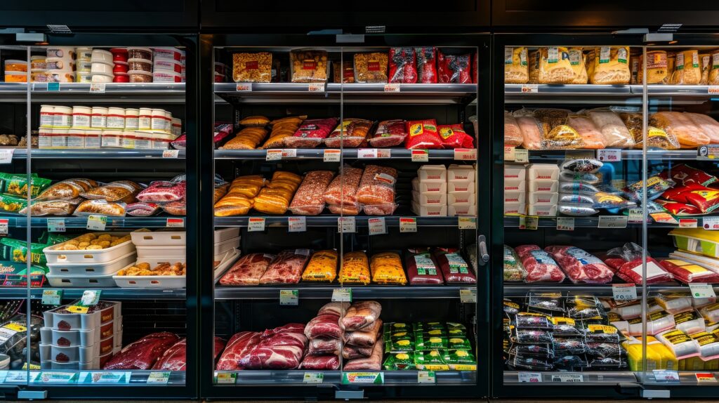 supermarket shelf with meat