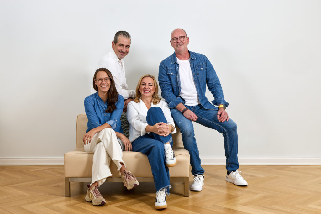 The Veggiecus team develops plant-based meat alternatives for foodservice and industry (from left): Kathrin Rietmann, Business Development Manager; Andreas Portz, Product Development; Anita Kurtz, Sales Manager, and Michael Gerlach, Marketing & Sales Director.
