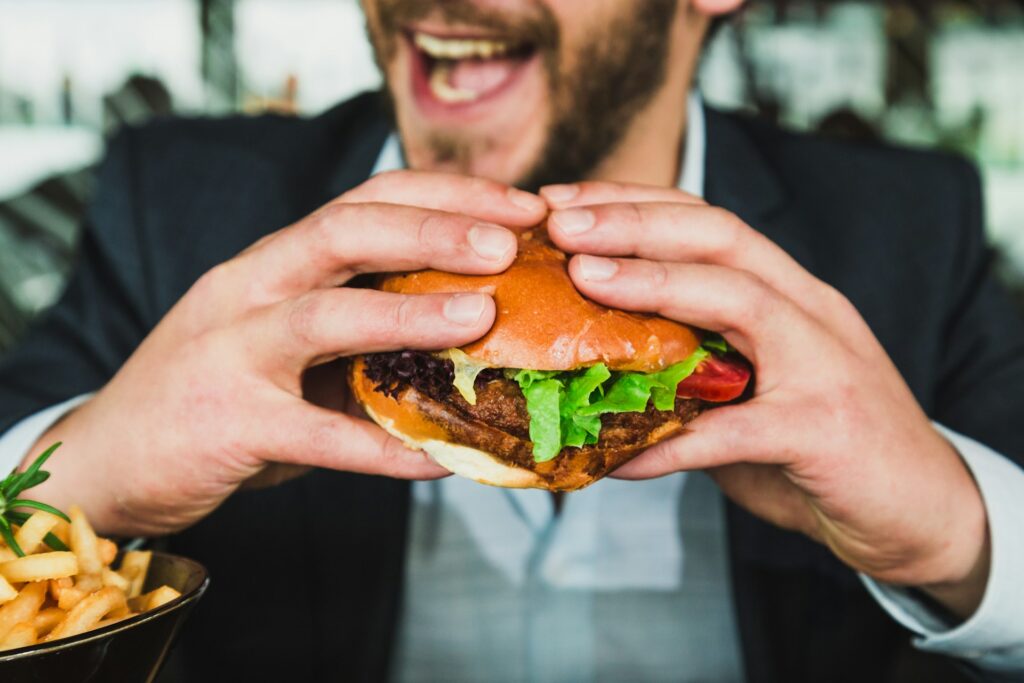 stock man eating