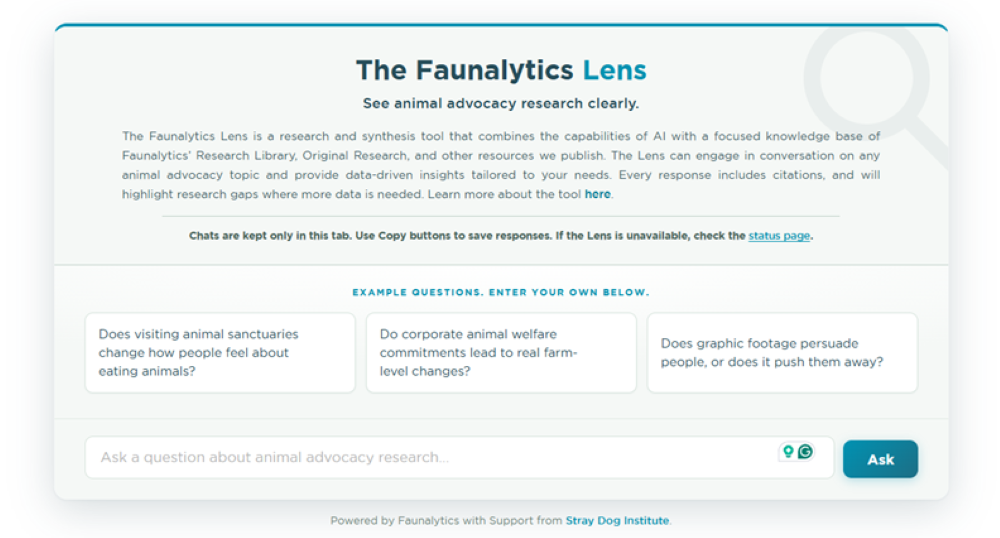 Faunalytics Launches AI Tool to Search Its Animal Advocacy Research Library